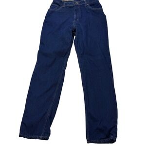 VTG Full Blue Jeans womens 12X33 Fleece Lined Denim Straight Leg Dark‎ Wash